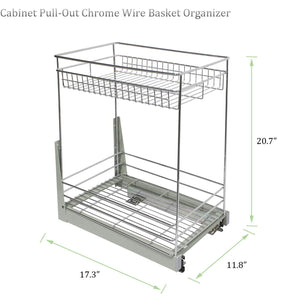Get 17 3x11 8x20 7 cabinet pull out chrome wire basket organizer 2 tier cabinet spice rack shelves bowl pan pots holder full pullout set