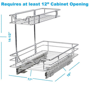 Buy slide out cabinet organizer 11w x 18d x 14 1 2h requires at least 12 cabinet opening kitchen cabinet pull out two tier roll out sliding shelves storage organizer for extra storage