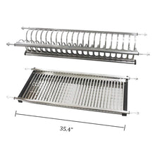 Load image into Gallery viewer, Buy now modern 2 tier kitchen folding dish drying dryer rack 35 4 for cabinet stainless steel drainer plate bowl storage organizer holder