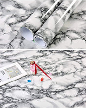 Load image into Gallery viewer, Best seller  self adhesive black white marble gloss vinyl contact paper for kitchen countertop cabinets backsplash wall crafts projects 24 by 117 inches