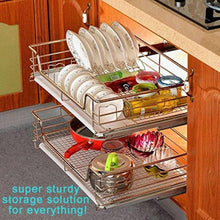 Load image into Gallery viewer, Save on evergohome roll out cabinet organizer chrome pull out cabinet single sliding shelf side mount strong loading capacity pull out shelf suitable for 24 inches wide kitchen cabinet external