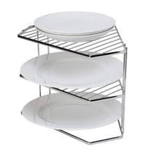 Load image into Gallery viewer, Shop kitchen details geode corner cabinet helper shelf space saver more shelving works for plates bowls dishes mugs glasses chrome