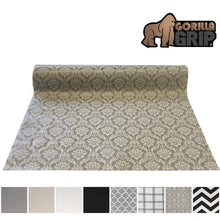Load image into Gallery viewer, Shop here gorilla grip original smooth top slip resistant drawer and shelf liner non adhesive roll 17 5 inch x 20 ft durable kitchen cabinet shelves liners for kitchens drawers and desks damask beige