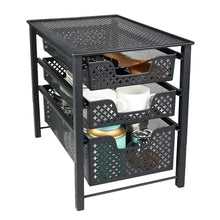 Load image into Gallery viewer, Selection stackable 3 tier organizer baskets with mesh sliding drawers ideal cabinet countertop pantry under the sink and desktop organizer for bathroom kitchen office
