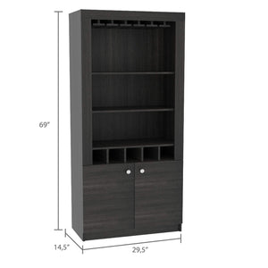 Budget tuhome montenegro collection bar cabinet home bar comes with a 5 bottle wine rack storage cabinets 3 shelves and a 15 wine glass rack with a modern dark weathered oak finish
