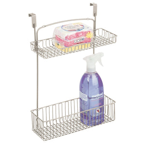 Order now mdesign metal farmhouse over cabinet kitchen storage organizer holder or basket hang over cabinet doors in kitchen pantry holds dish soap window cleaner sponges satin