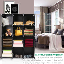 Load image into Gallery viewer, Buy now tomcare cube storage 12 cube bookshelf closet organizer storage shelves shelf cubes organizer plastic book shelf bookcase diy square closet cabinet shelves for bedroom office living room black