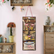 Load image into Gallery viewer, Explore rough enough door hanging organizer school locker organizer wall mount closet locker cabinet storage bag holder with durable adjustable string 4 pockets for accessories document magazine book office