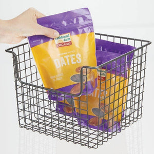 Best seller  mdesign metal wire open front organizer basket for kitchen pantry cabinet shelf holds canned goods baking supplies boxed food mixes fruits vegetables snacks 10 wide 4 pack graphite gray