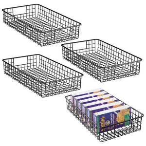 Great mdesign household metal wire cabinet organizer storage organizer bins baskets trays for kitchen pantry pantry fridge closets garage laundry bathroom 16 x 9 x 3 4 pack matte black