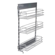 Load image into Gallery viewer, Home 10x18 5x25 9 inch cabinet pull out chrome wire basket organizer 3 tier cabinet spice rack shelves full pullout set