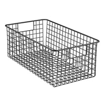 Load image into Gallery viewer, Select nice mdesign farmhouse decor metal wire food organizer storage bin basket with handles for kitchen cabinets pantry bathroom laundry room closets garage 16 x 9 x 6 in 4 pack matte black