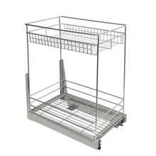 Load image into Gallery viewer, Explore 17 3x11 8x20 7 cabinet pull out chrome wire basket organizer 2 tier cabinet spice rack shelves bowl pan pots holder full pullout set
