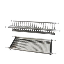 Load image into Gallery viewer, Latest gobrico stainless steel 2 tier dish drying rack for width 800mm cabinet plate bowl storage organizer holder