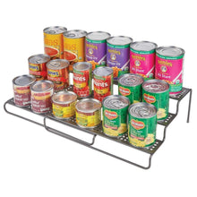 Load image into Gallery viewer, Purchase mdesign adjustable expandable kitchen wire metal storage cabinet cupboard food pantry shelf organizer spice bottle rack holder 3 level storage up to 25 wide 2 pack graphite gray