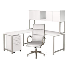 Load image into Gallery viewer, Amazon best bush business furniture 400 series 72w x 30d l shaped desk with hutch mobile file cabinet and high back office chair in white