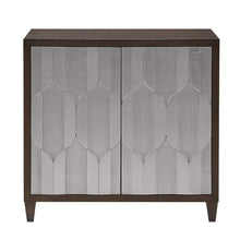Load image into Gallery viewer, Organize with madison park mp130 0657 leah storage cabinet modern transitional luxe double door design solid wood legs living room furniture accent chest 34 25 tall silver