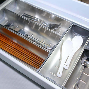 Cheap drawer insert cabinet cutlery tray storage catering utensils box stainless steel kitchen 6 compartments 47 228 46 2cm