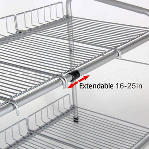 Featured flagship 2 tiers under sink strainer stainless steel silver expandable cabinet shelf kitchen and bath multipurpose tidy organizer storage rack