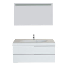 Load image into Gallery viewer, Top giallo rosso argento 48 inch bathroom vanity and sink combo with mirror contemporary design wall mount glossy white cabinet set single sink and double drawer