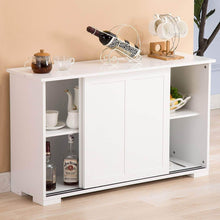 Load image into Gallery viewer, Amazon best mecor sideboards and storage cabinet white kitchen buffet cabinet server table with 2 sliding doors 1 shelf dining room furniture