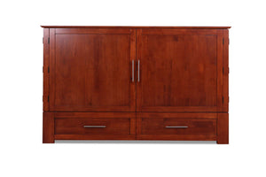 Shop emurphybed com daily delight charging station gel infused mattress solid wood murphy cabinet chest bed queen cherry