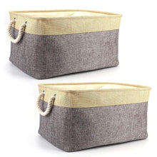 Load image into Gallery viewer, Amazon tosnail 2 pack linen storage baskets with drawstring cover top fabric storage bin organizer for home closet shelves cabinet storage