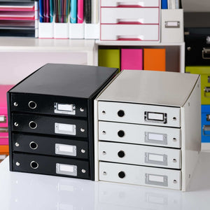 Explore leitz click store storage box 4 drawer collapsible stackable patented design bin cabinet desk organizer black 60490095