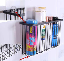 Load image into Gallery viewer, Products over the cabinet door organizer holder einfagood over the cabinet basket with adhesive pads and 2 adhesive hooks black coat 2 pack 1 door basket
