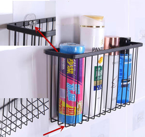 Products over the cabinet door organizer holder einfagood over the cabinet basket with adhesive pads and 2 adhesive hooks black coat 2 pack 1 door basket