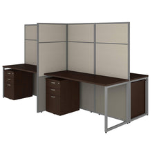 Load image into Gallery viewer, Select nice bush business furniture eodh66smr 03k easy office 4 person cubicle desk with file cabinets and 66h panels 60wx60h mocha cherry