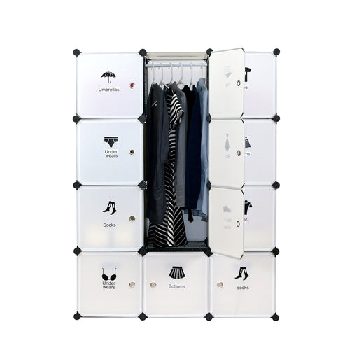 Purchase unicoo multi use diy plastic 12 cube organizer toy organizer bookcase storage cabinet wardrobe closet white with door sticker deeper cube white