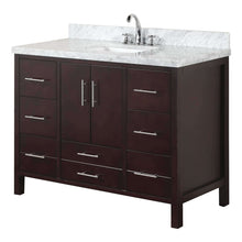 Load image into Gallery viewer, Related kitchen bath collection kbc039brcarr california bathroom vanity with marble countertop cabinet with soft close function and undermount ceramic sink carrara chocolate 48