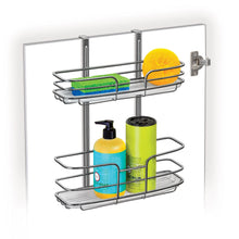Load image into Gallery viewer, Best seller  lynk over cabinet door organizer double shelf w molded tray chrome