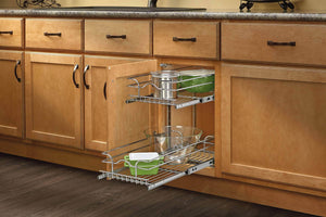 Discover rev a shelf 5wb2 0918 cr base cabinet pullout 2 tier wire basket reduced depth sink base accessories 9 w x 18 d inches