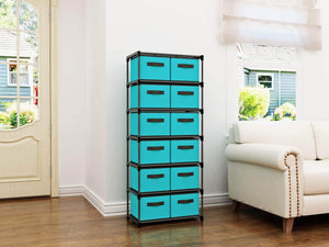 Related homebi storage chest shelf unit 12 drawer storage cabinet with 6 tier metal wire shelf and 12 removable non woven fabric bins in turquoise 20 67w x 12d x49 21h