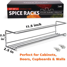 Load image into Gallery viewer, On amazon gorgeous spice rack organizer for cabinets or wall mounts space saving set of 4 hanging racks perfect seasoning organizer for your kitchen cabinet cupboard or pantry door