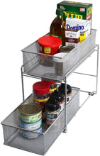 Load image into Gallery viewer, Discover the best ybm home silver 2 tier mesh sliding spice and sauces basket cabinet organizer drawer 2304