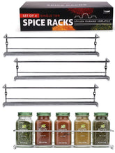 Load image into Gallery viewer, New gorgeous spice rack organizer for cabinets or wall mounts space saving set of 4 hanging racks perfect seasoning organizer for your kitchen cabinet cupboard or pantry door