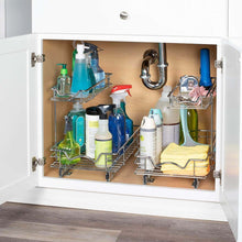 Load image into Gallery viewer, Buy now slide out cabinet organizer 11w x 18d x 14 1 2h requires at least 12 cabinet opening kitchen cabinet pull out two tier roll out sliding shelves storage organizer for extra storage