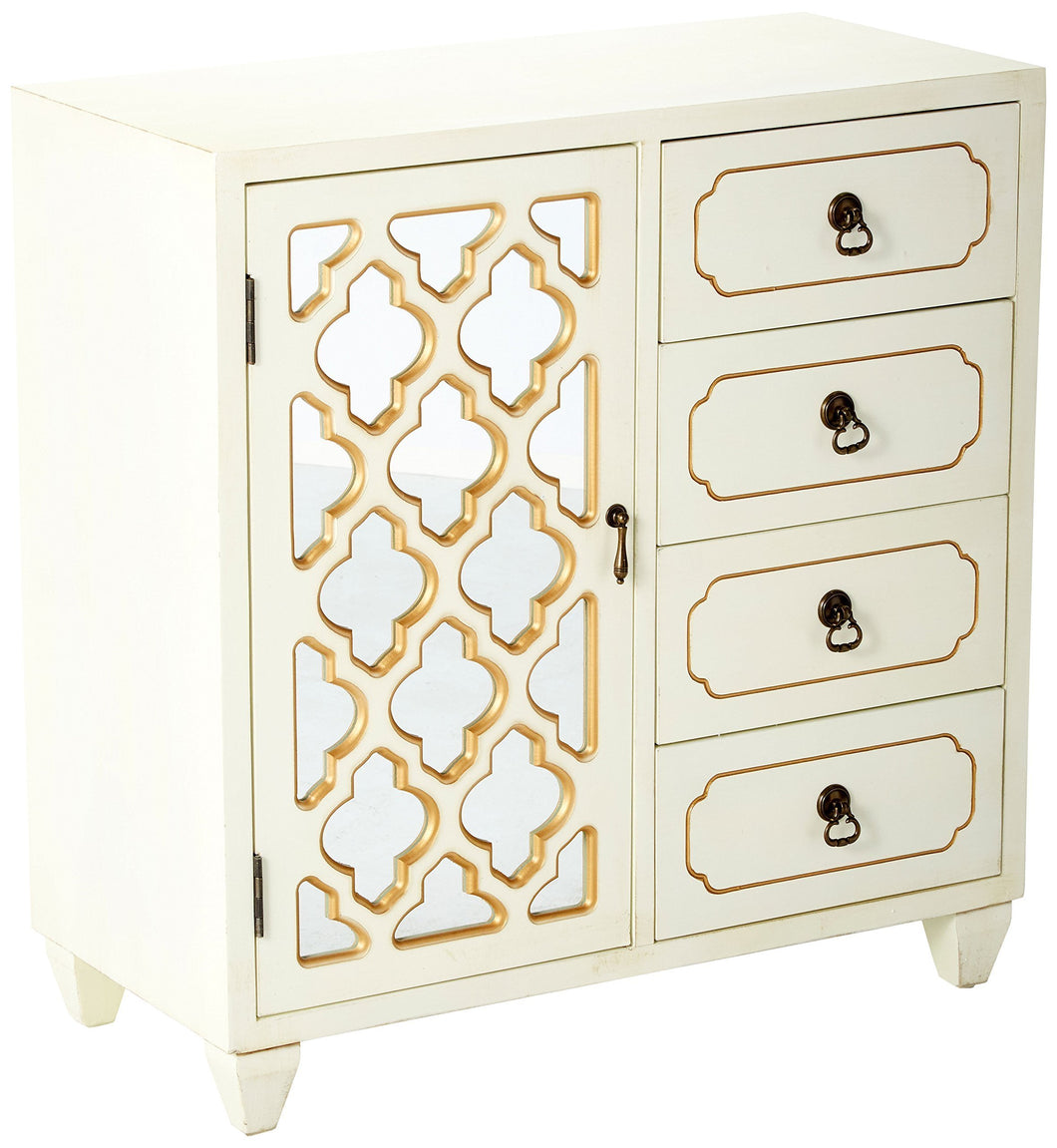 Purchase heather ann creations 4 drawer wooden accent chest and cabinet multi clover pattern grille with mirrored backing 30 75h x 29 5w beige gold