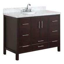 Load image into Gallery viewer, Order now kitchen bath collection kbc039brcarr california bathroom vanity with marble countertop cabinet with soft close function and undermount ceramic sink carrara chocolate 48