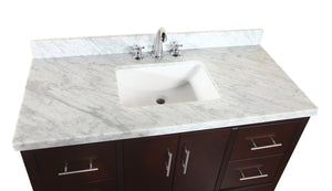 Products kitchen bath collection kbc039brcarr california bathroom vanity with marble countertop cabinet with soft close function and undermount ceramic sink carrara chocolate 48