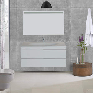 Amazon giallo rosso argento 48 inch bathroom vanity and sink combo with mirror contemporary design wall mount glossy white cabinet set single sink and double drawer