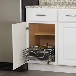 Get household essentials c1521 1 glidez extra deep under sink sliding organizer pull out cabinet shelf chrome 14 5 inches wide
