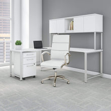 Load image into Gallery viewer, Buy now bush business furniture 400 series 72w x 30d l shaped desk with hutch mobile file cabinet and high back office chair in white