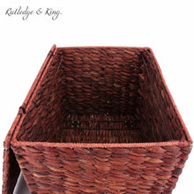 Load image into Gallery viewer, Budget seagrass rolling file cabinet home filing cabinet hanging file organizer home and office wicker file cabinet water hyacinth storage basket for file storage russet brown