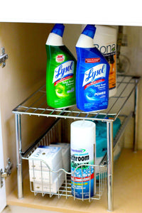 Order now decobros stackable under sink cabinet sliding basket organizer drawer chrome