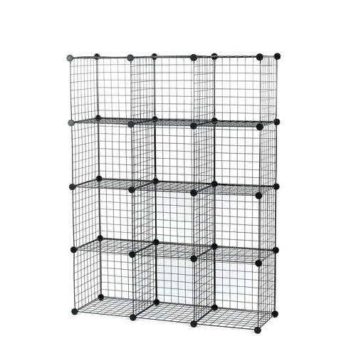 Select nice unicoo multi use diy 12 cube wire grid organizer bookcase bookshelf storage cabinet wardrobe closet toy organizer wire cube storage black wire