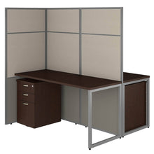 Load image into Gallery viewer, Organize with bush business furniture eodh46smr 03k easy office 2 person cubicle desk with file cabinets and 66h panels 60wx60h mocha cherry